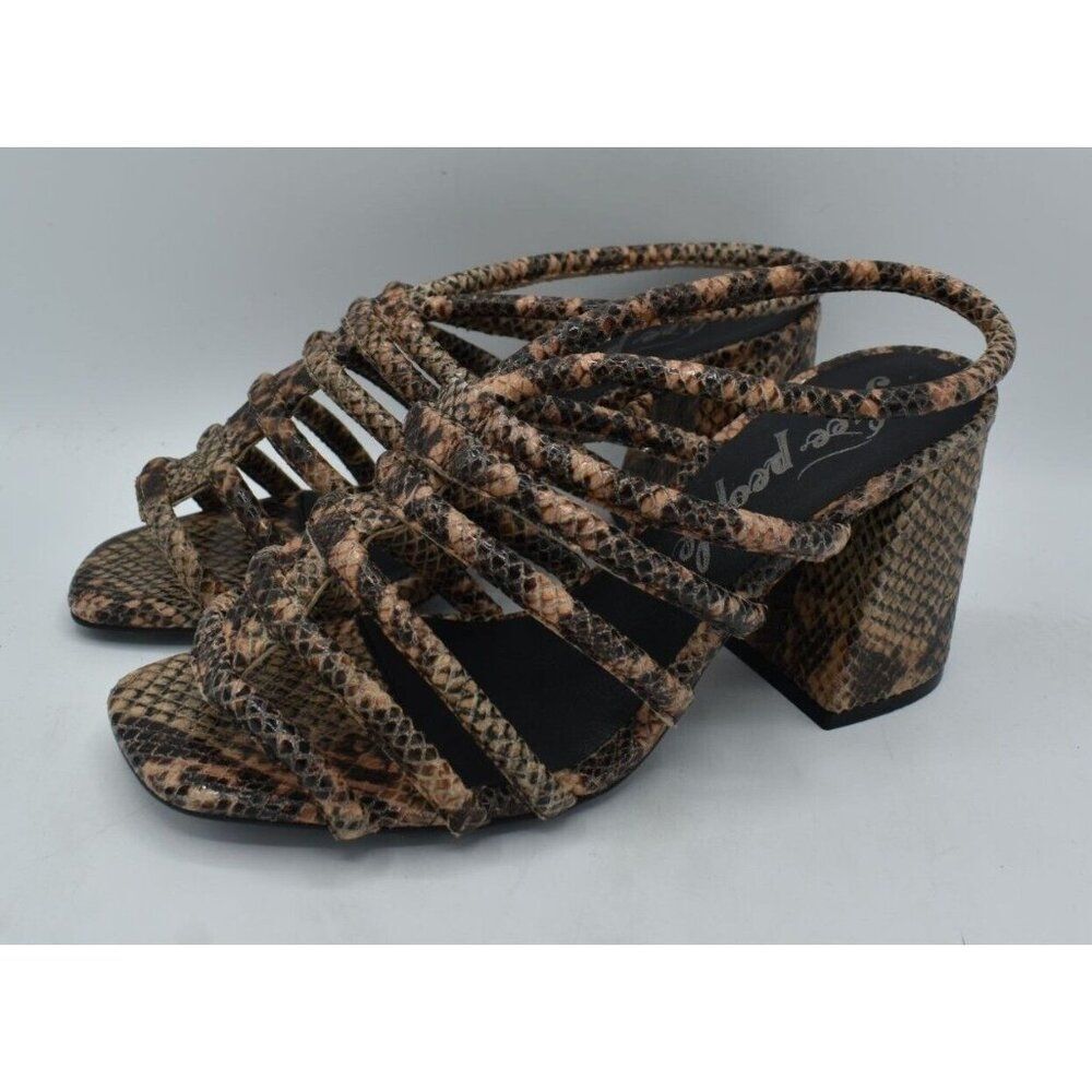Free People US 7.5 EU 38 Colette Cinched‎ Heel Python Animal Print Heels Shoes